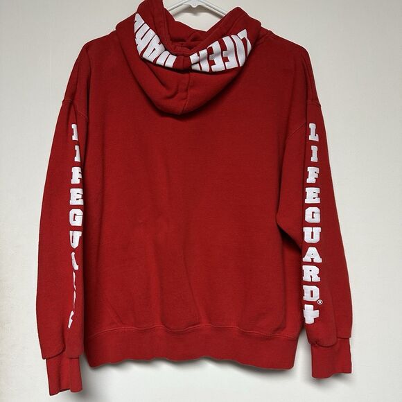 Lifeguard Hoodie Mens Adult L Large Red Sweatshirt Madeira Beach Florida Surf - Picture 4 of 8